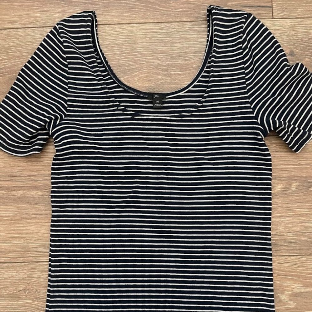 J.CREW Striped Scoop Neck Short Sleeve T-Shirt Size Medium